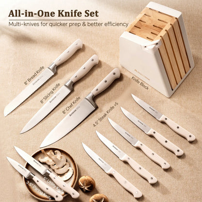 12 Pcs Ultra-Sharp High Carbon Stainless Steel Knife Block Set
