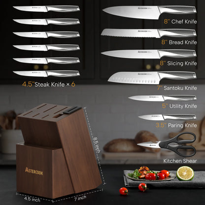 15-Piece Full Tang Knife Set - Silver