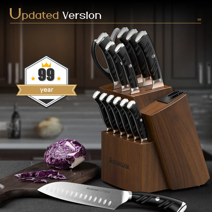 15 Pcs German Stainless Steel Knives Sharp Blade Dishwasher Safe
