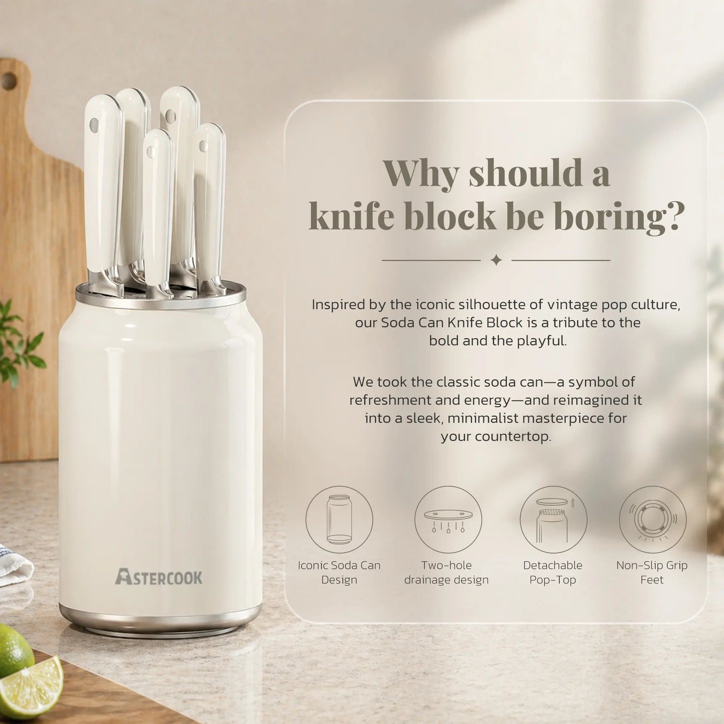 6-Pc Retro Cream Knife Set