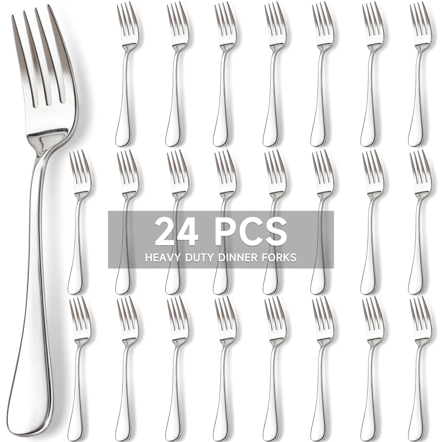 Astercook Dinner Fork Set, 24-Piece Premium Food-Grade Stainless Steel Forks Silverware, Mirror Polished & Dishwasher Safe, Heavy Duty Flatware Ideal for Kitchen, Restaurant & Party Use