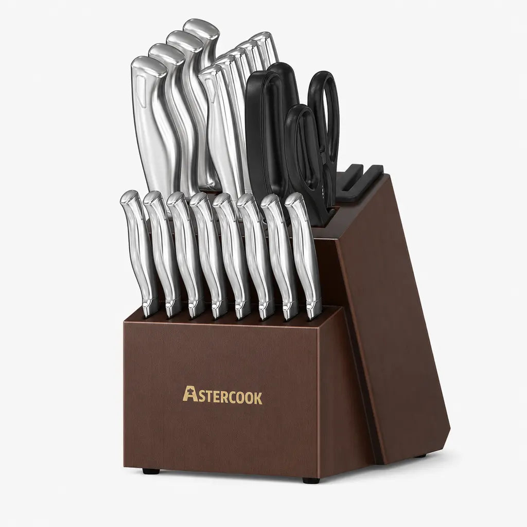 21-Piece Full Tang Knife Set - Silver