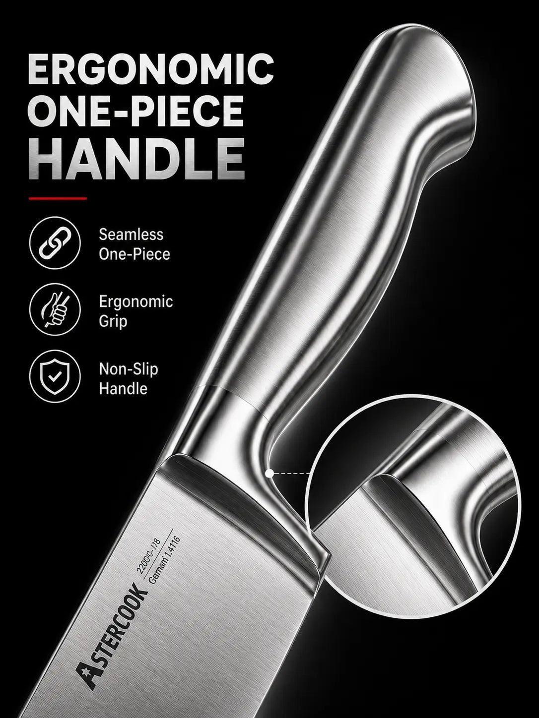 15-Pc One-Piece Steel Knife Set-black