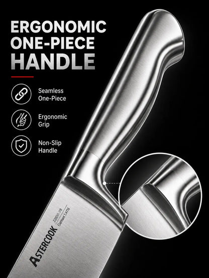 15-Pc One-Piece Steel Knife Set-black