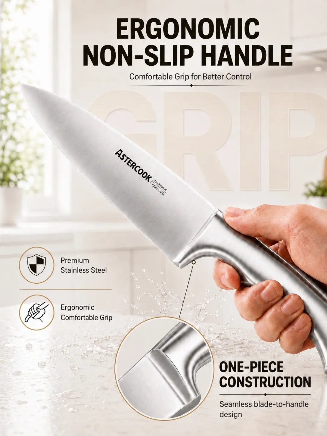 15-Pc One-Piece Steel Knife Set