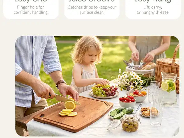 Large Bamboo Cutting Board Deep Carbonized Wooden