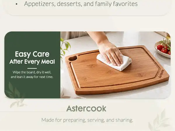 Large Bamboo Cutting Board Deep Carbonized Wooden