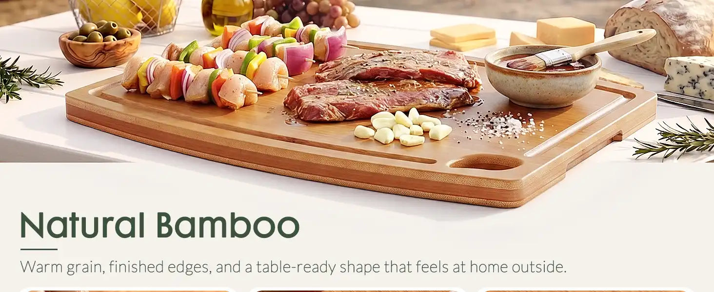 Large Bamboo Cutting Board Deep Carbonized Wooden