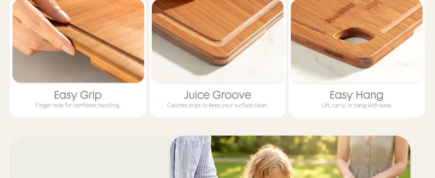 Large Bamboo Cutting Board Deep Carbonized Wooden