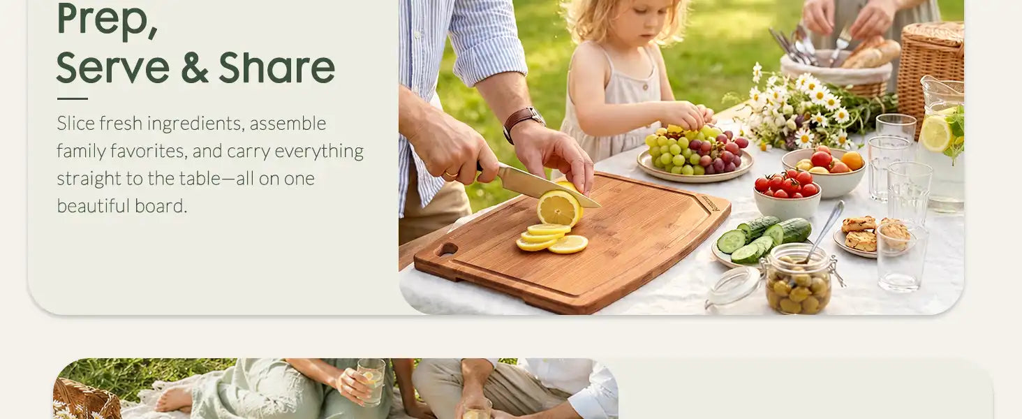 Large Bamboo Cutting Board Deep Carbonized Wooden